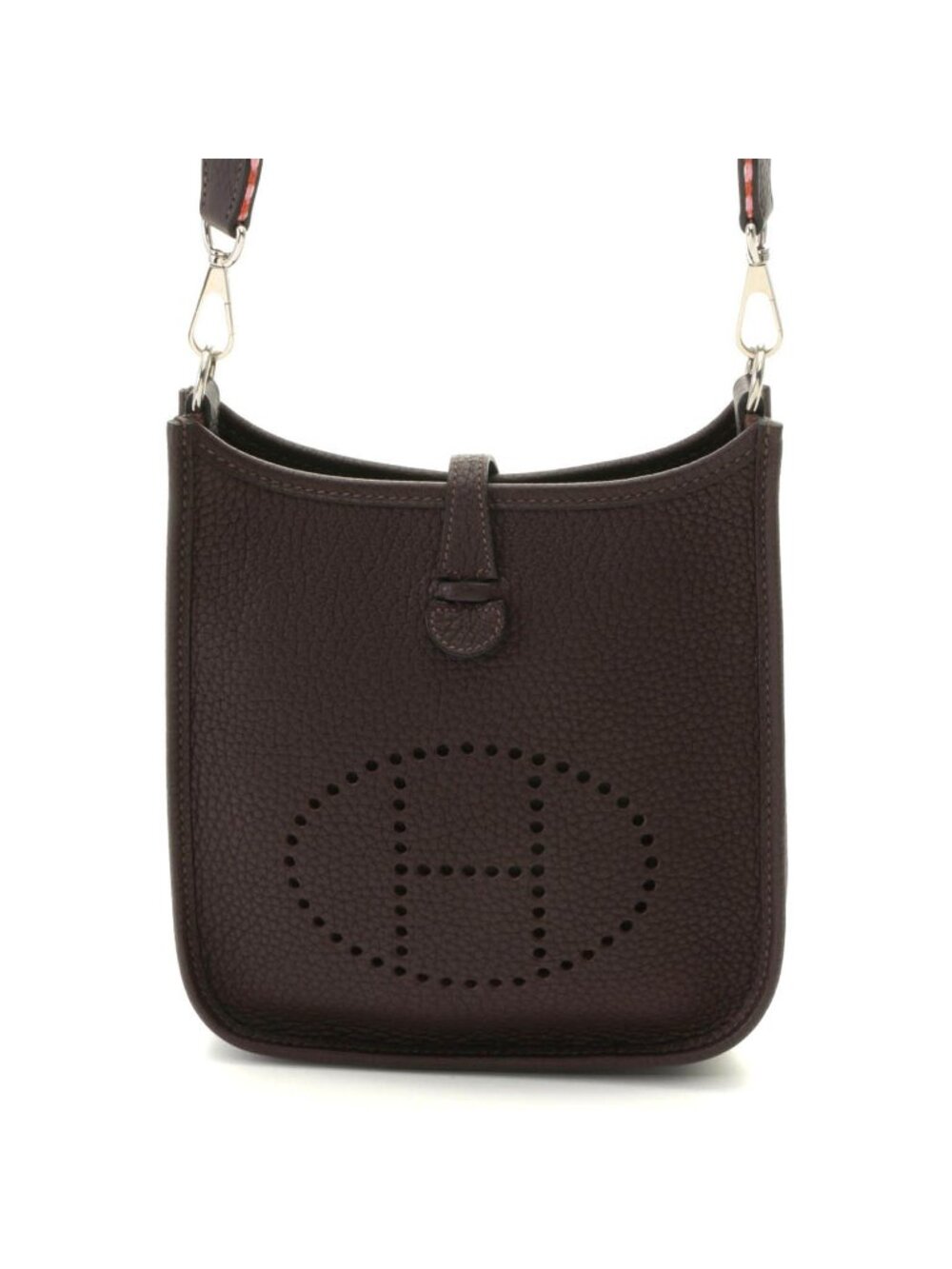Hermes Evelyne TPM Amazon Shoulder Bag Taurillon Clemence Dark Brown Silver